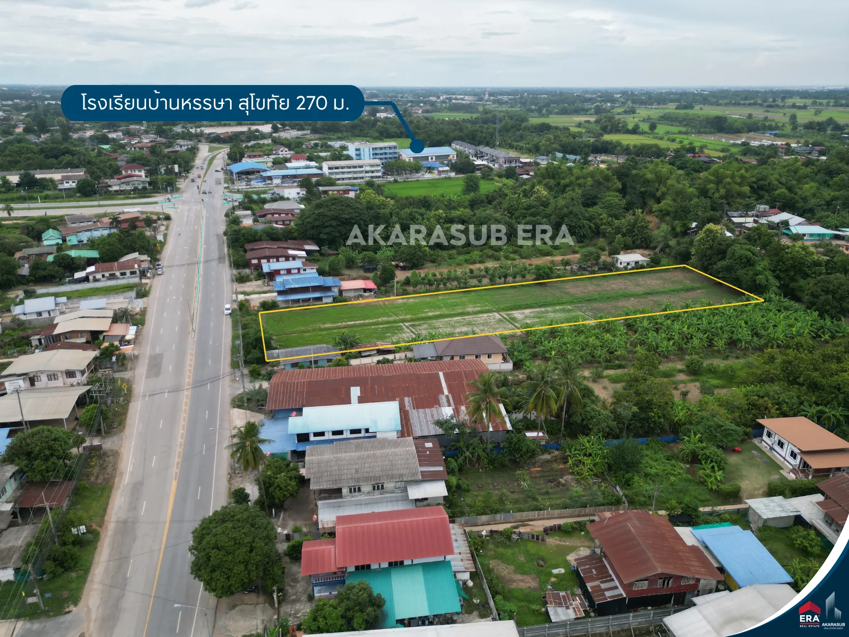 ที่ดิน3 ไร่กว่า ติดถนนใหญ่ 4 เลน ใกล้โรงเรียนบ้านหรรษาสุโขทัย รูปที่ 9
